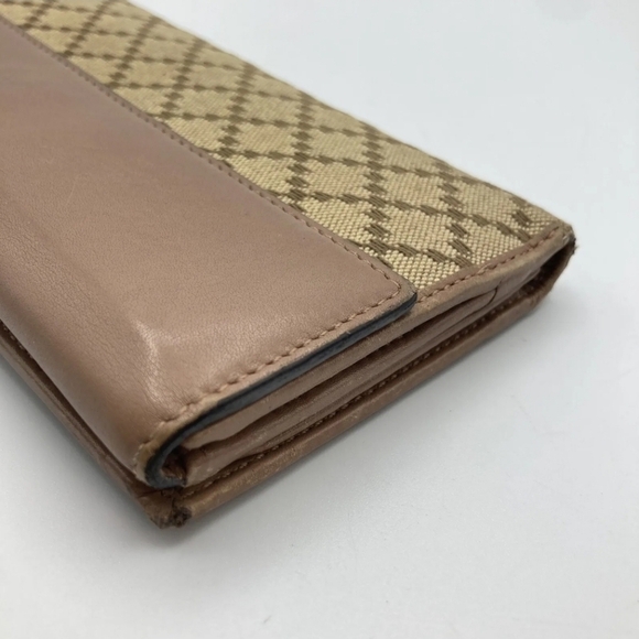 🔹️ GUCCI 🔹️ long leather wallet purse Italy Brown Canvas heart ✨️🤎 - Picture 4 of 13